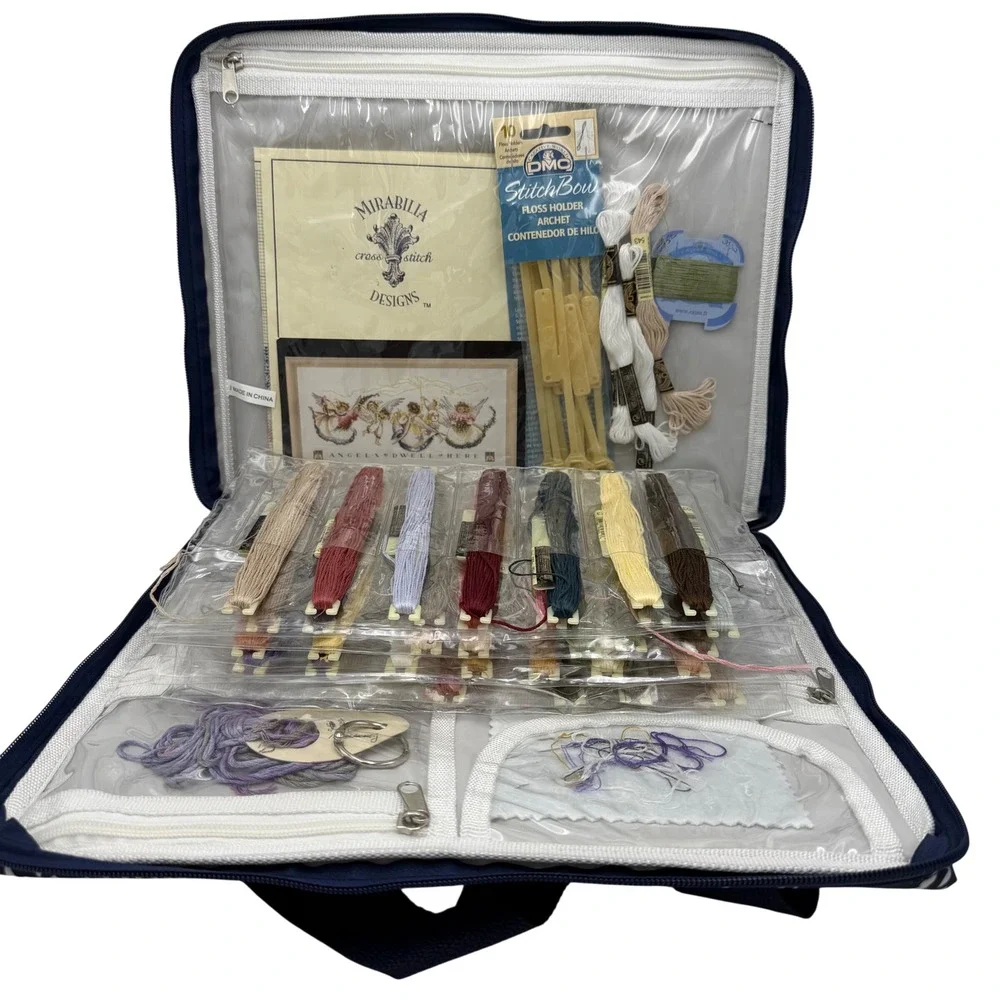 Mirabilia Angels Dwell Here‎ Cross Stitch Kit DMC Floss Mill Hill Beads Case